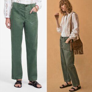 NWT MADEWELL The Taper-Leg Utility Pant Garment-Dyed Twill Green Size 14P